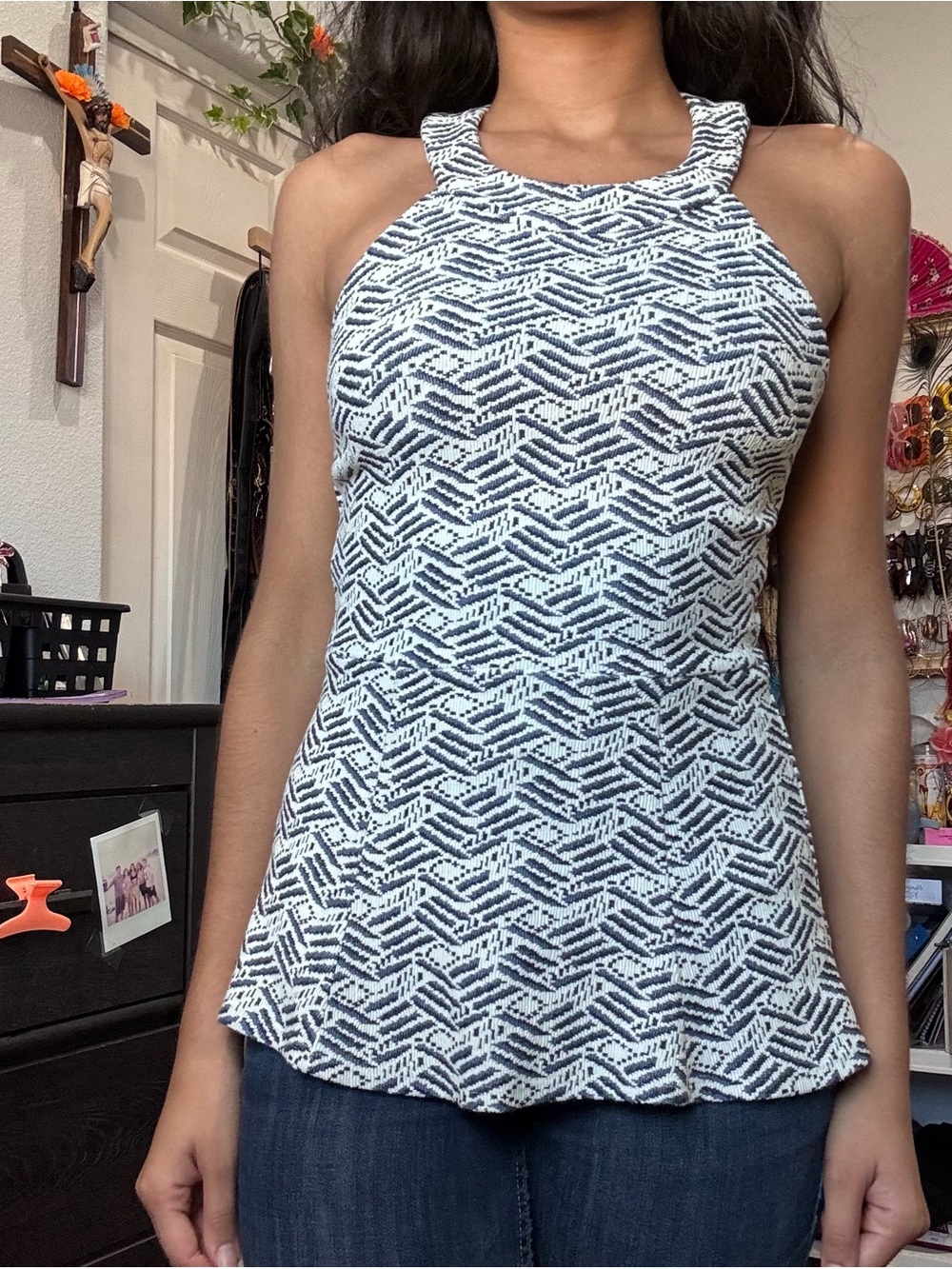 Women’s Sleeveless Tank Top - White and Blue